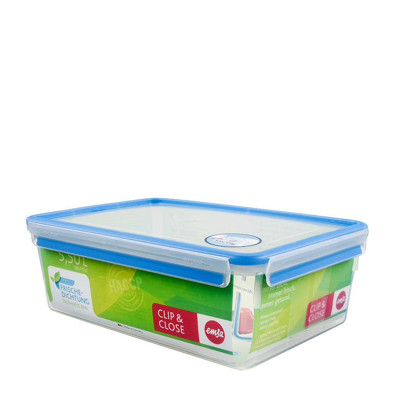 EMSA Vorratsdose 5,4 l, 23 × 32,8 × 11,6 cm, Polypropylen (PP), transparent/blau