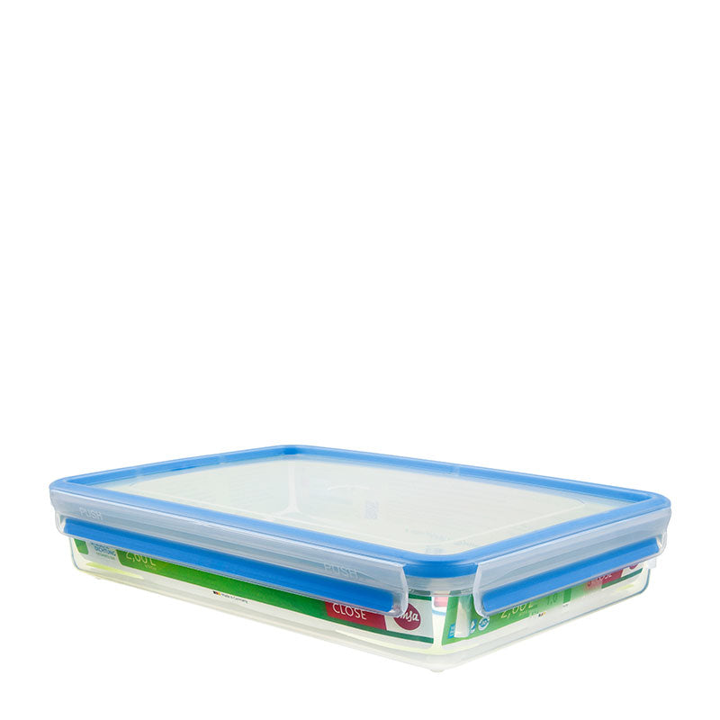 EMSA Vorratsdose 2,6 l, 22,5 × 32,5 × 6,2 cm, Polypropylen (PP), transparent/blau