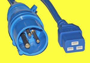 Diggelmann Netzkabel, CEE 16-3 auf IEC C19, 16 A, 2 m, Blau