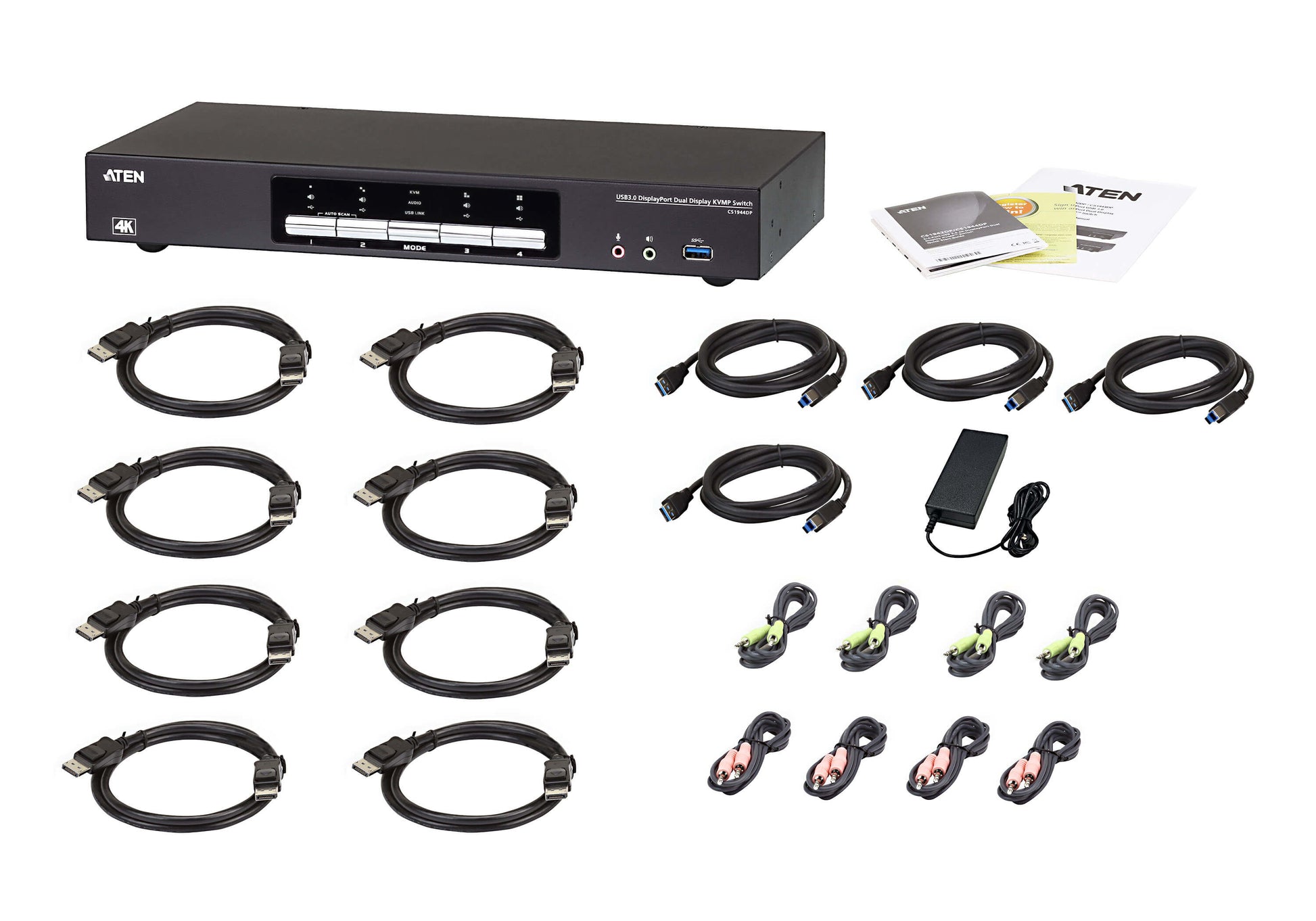 ATEN CS1944DP – KVM-Switch 4×1, DisplayPort/USB 3.2 Gen 1, 4K (4096 × 2160), Dual-View