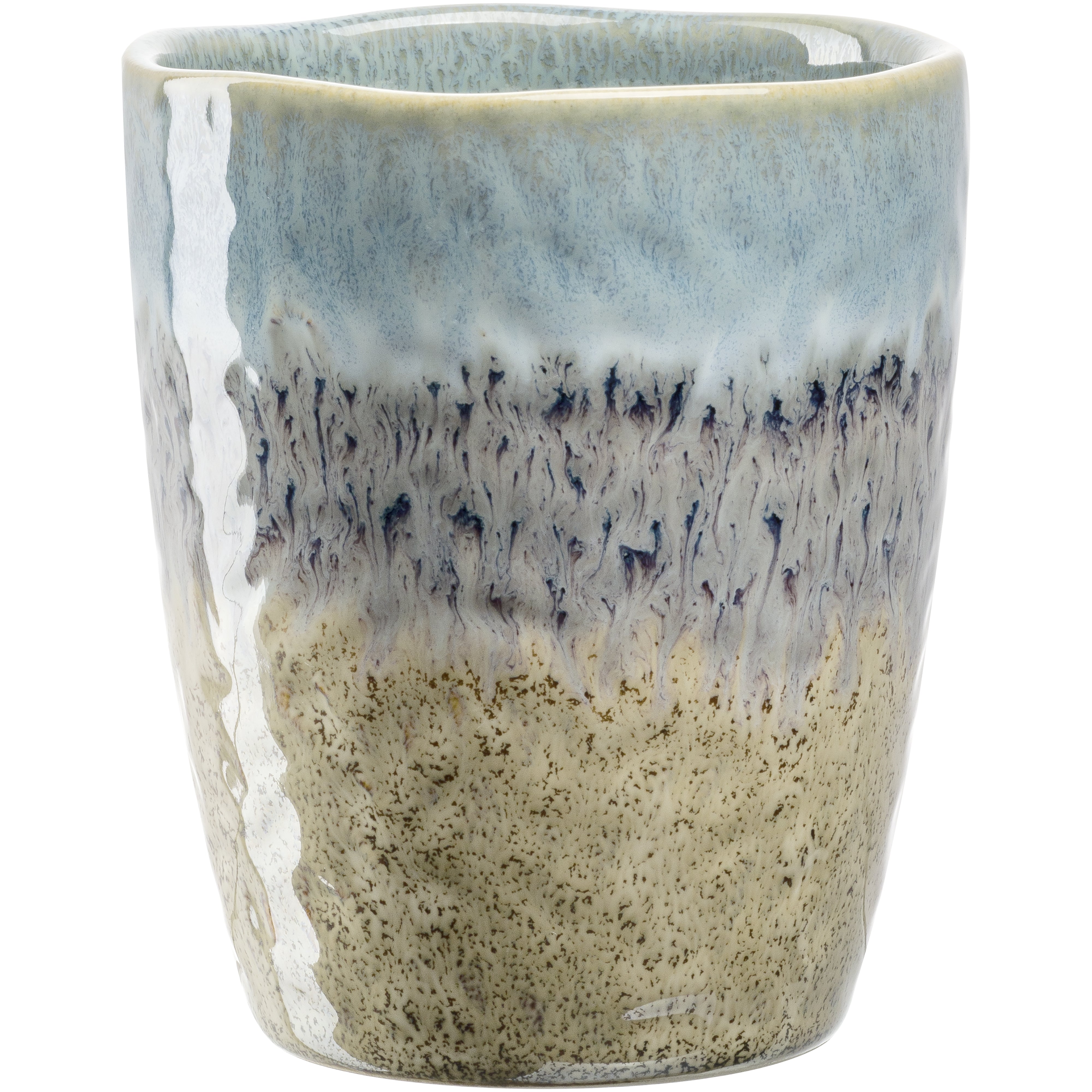 LEONARDO Matera Becher – 0,30 l, Keramik, beige, blau, grau, spülmaschinenfest, mikrowellenfest, 4 Stück