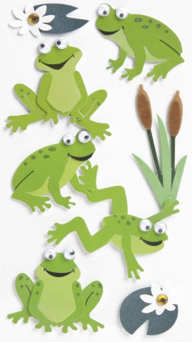 HEYDA Sticker Frosch – 7,5 × 16,5 cm, grün – 1 Bogen/8 Sticker