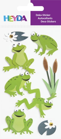 HEYDA Sticker Frosch – 7,5 × 16,5 cm, grün – 1 Bogen/8 Sticker