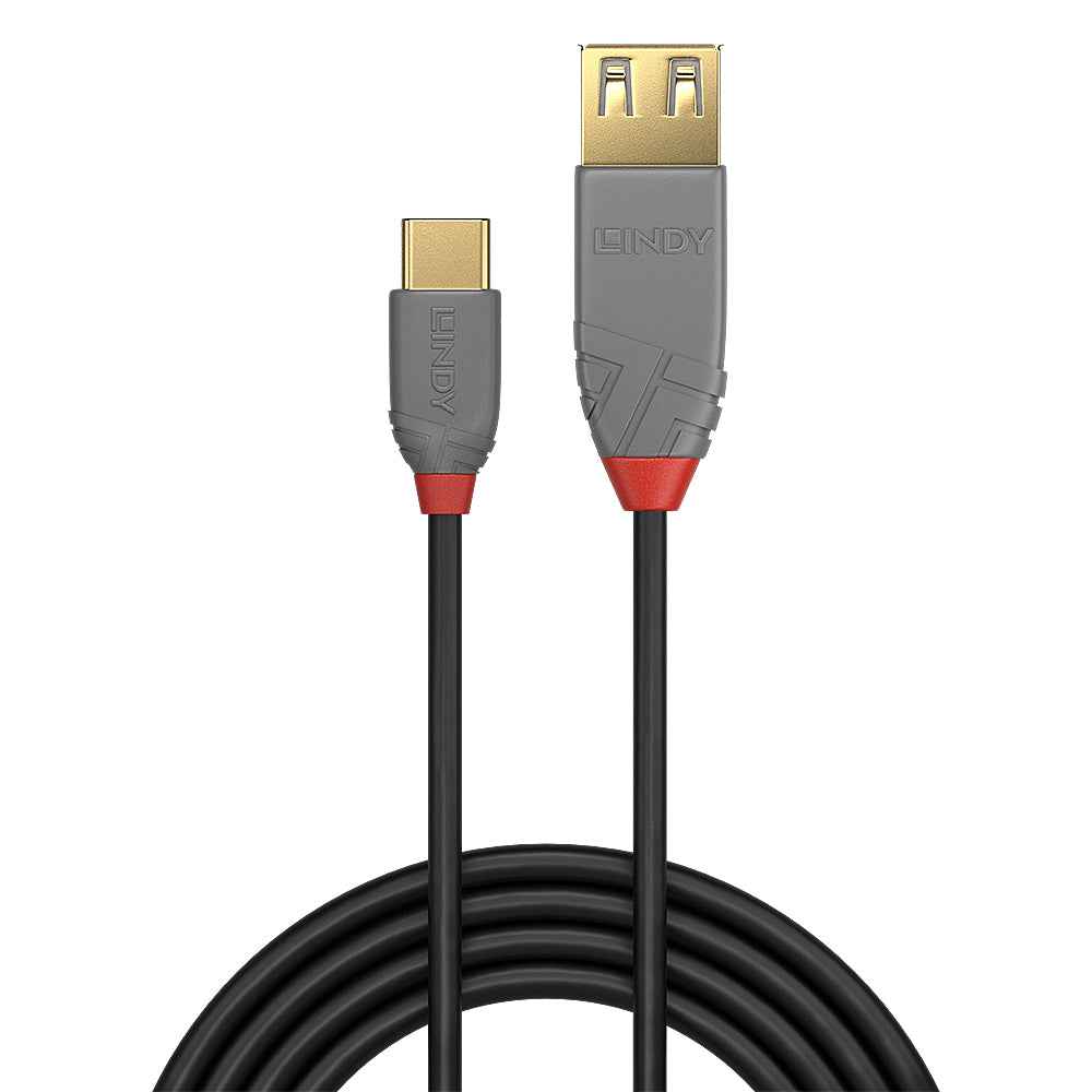 Lindy USB-C (Stecker) auf USB-A (Buchse) Adapter, USB 2.0, 15 cm