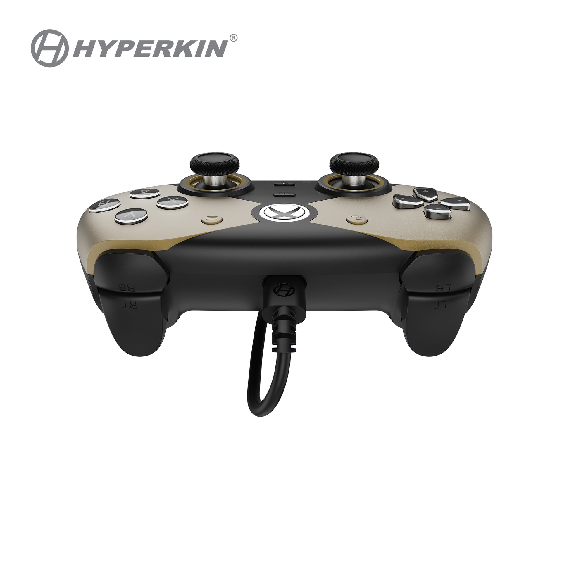 Hyperkin Competitor M01638-GD – Gamepad – Kabelgebunden (USB-C), Vibration, Gold, Schwarz