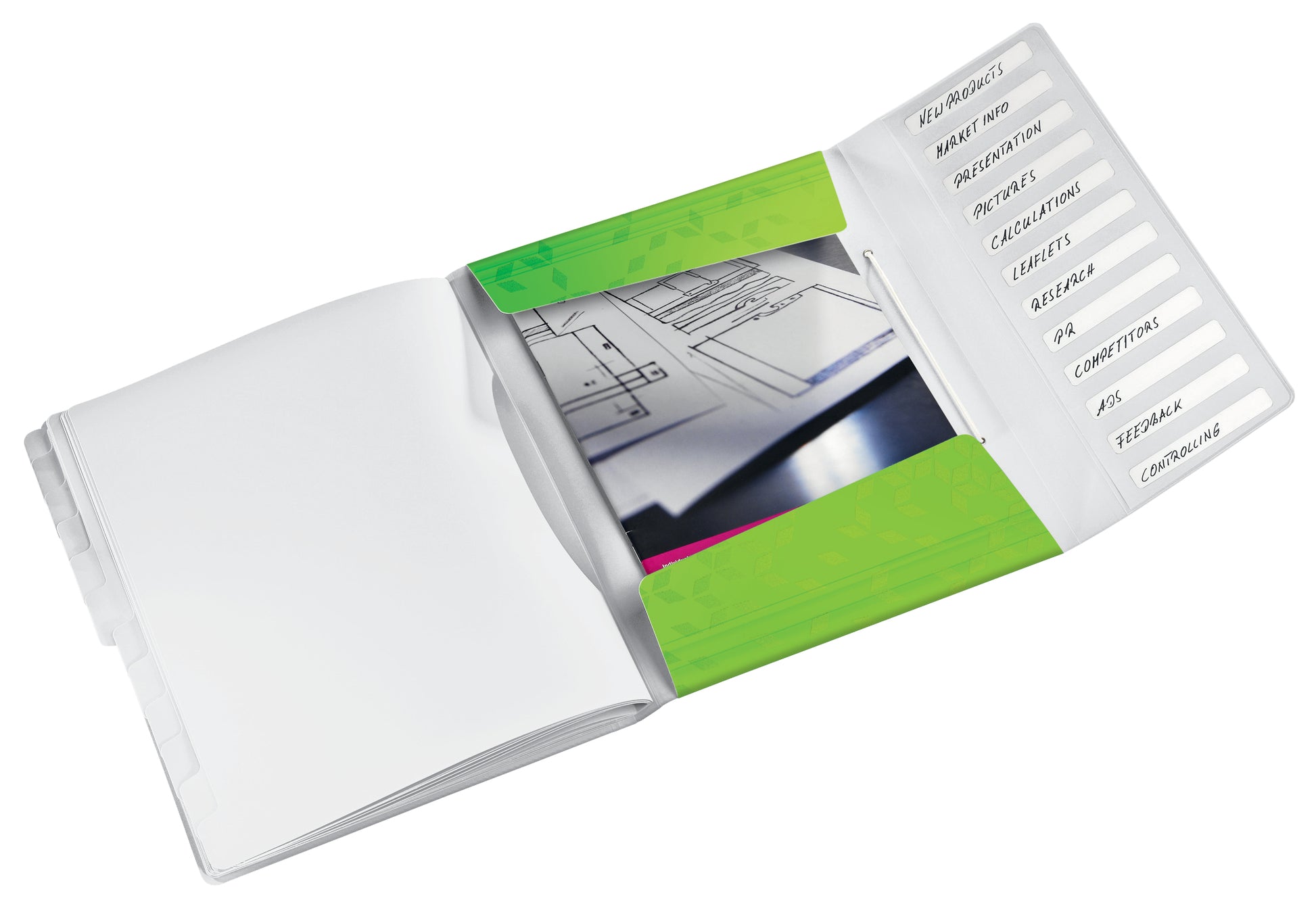 Leitz Fächermappe A4 – 12 Fächer, Gummiband, Polypropylen (PP), Grün, 3 Klappen, bis 200 Blatt