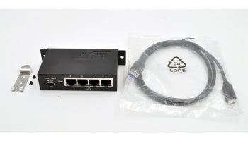 EXSYS EX-1330M USB 3.2 Gen 1 zu Gigabit-Ethernet Adapter – 4× 1G RJ-45, DIN-Schiene, Metallgehäuse