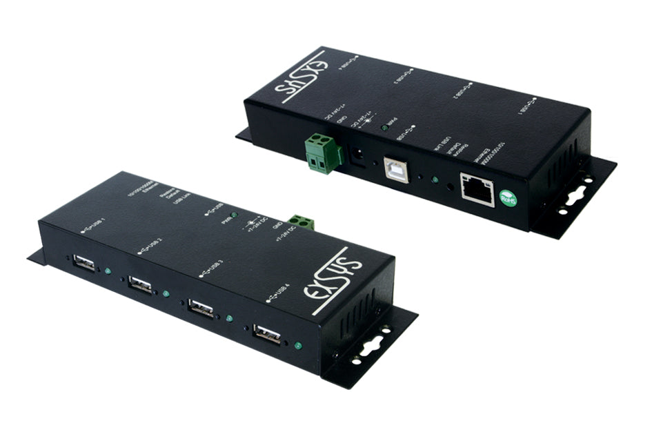 EXSYS EX-6002 USB-Hub – Ethernet, 4× USB-A, GbE, für Windows (2000/XP/Vista/7)