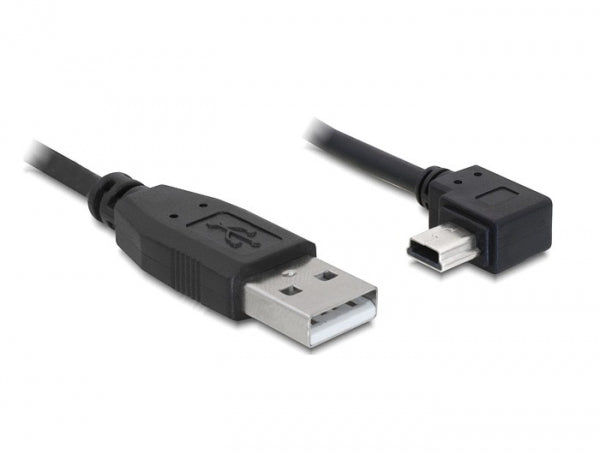 DeLOCK USB-Kabel – USB-A auf Mini-USB-B – USB 2.0 (480 Mbit/s) – 1 m – Abgewinkelt – Schwarz