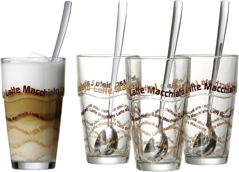 Ritzenhoff & Breker Latte Macchiato Becher Sana – 8-teiliges Set, 370 ml, Glas, spülmaschinenfest