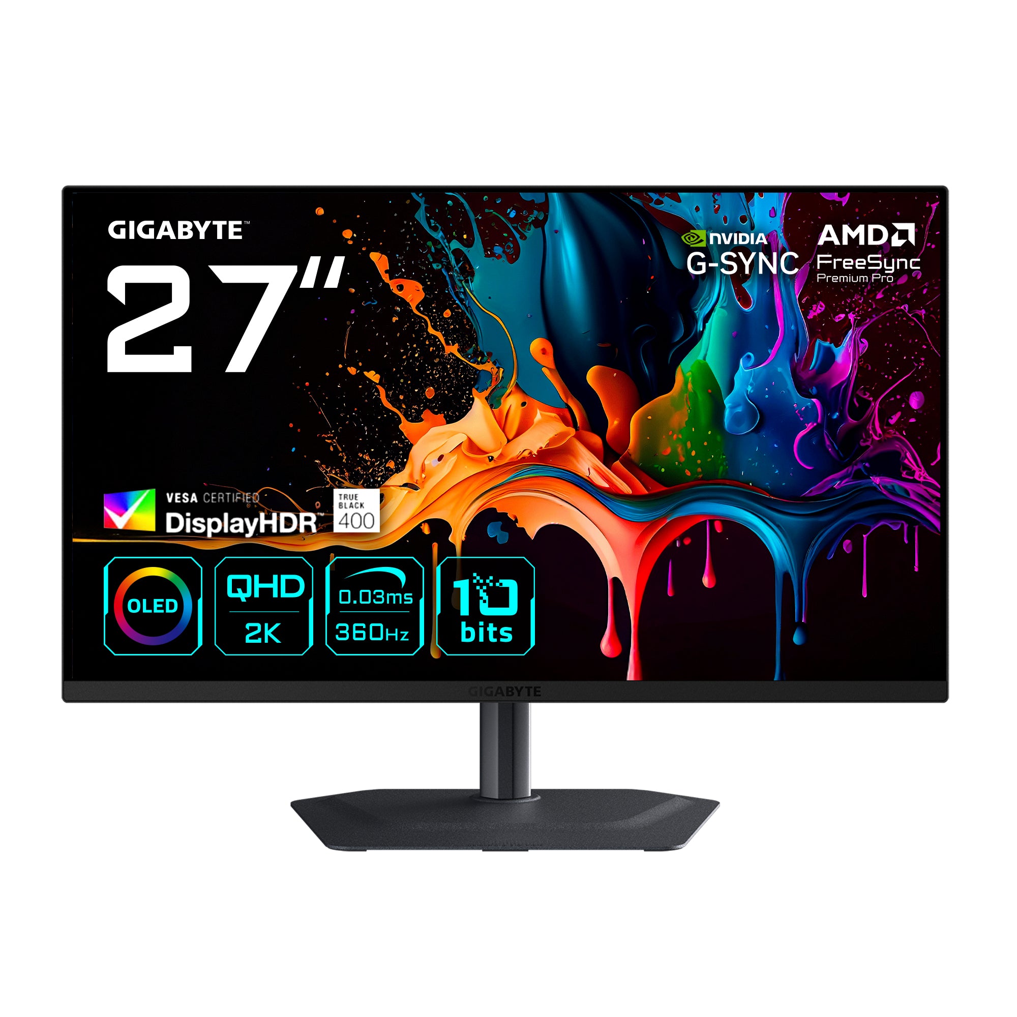 GIGABYTE MO27Q3 – 27", 2560 × 1440 (WQHD), OLED, 360 Hz, USB-C 18 W, DisplayHDR 400 True Black