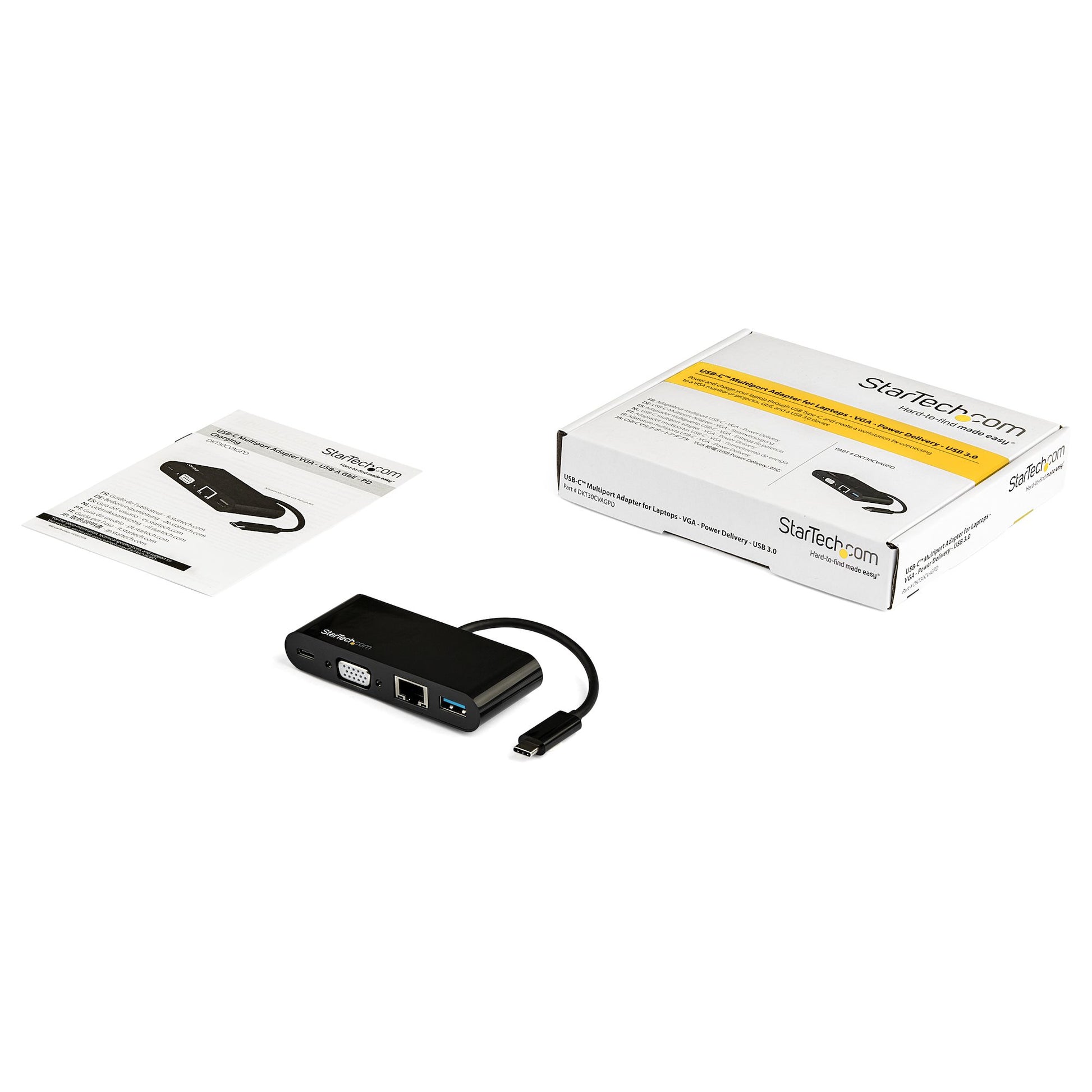 StarTech.com Multiport-Adapter – USB-C, 1× VGA, 1× USB-A, 60 W PD, GbE, für Windows/Mac/ChromeOS