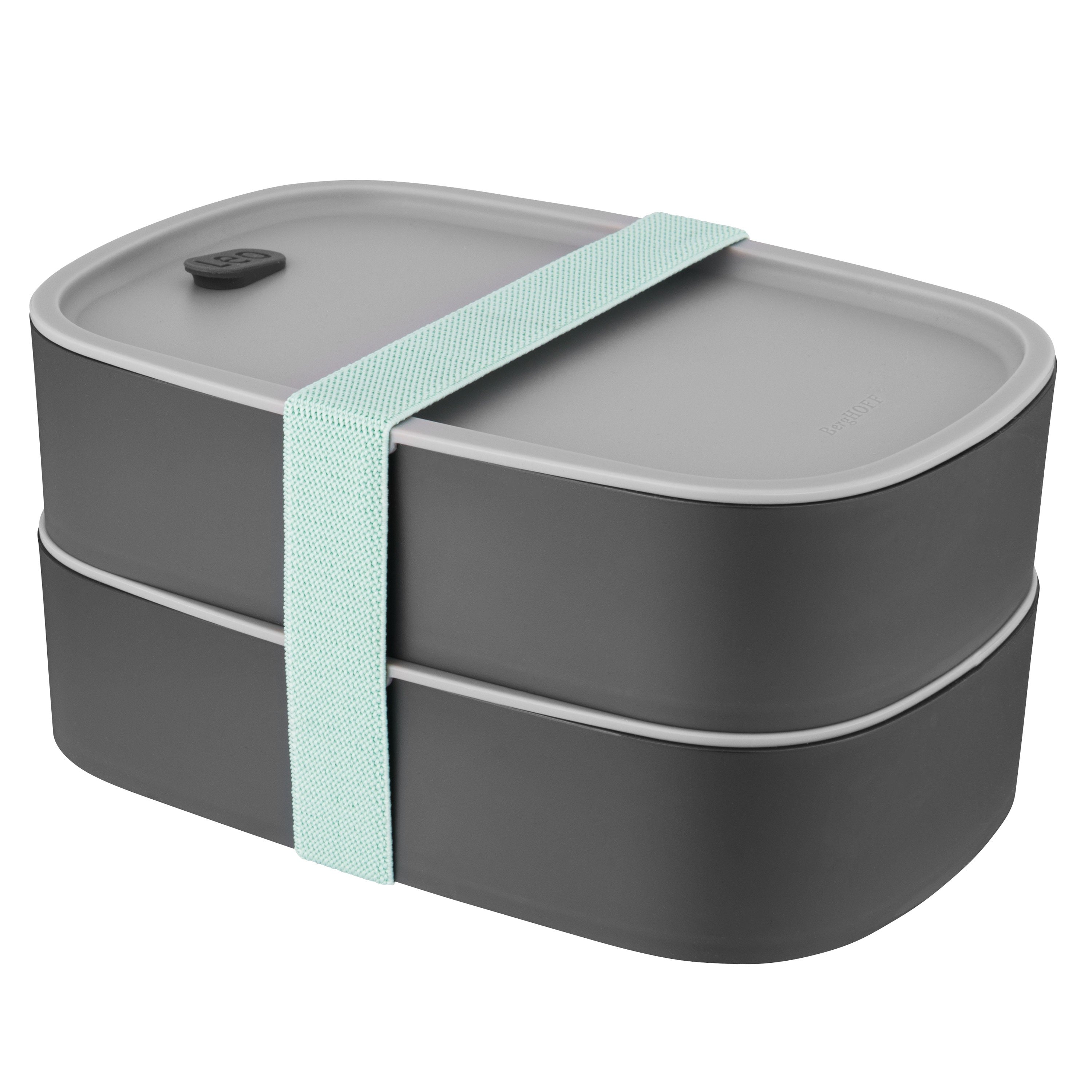 BergHOFF Leo – Lunchbox 1,6 l, 19 × 9 × 9 cm, Polypropylen (PP), grau, 2 Stk.