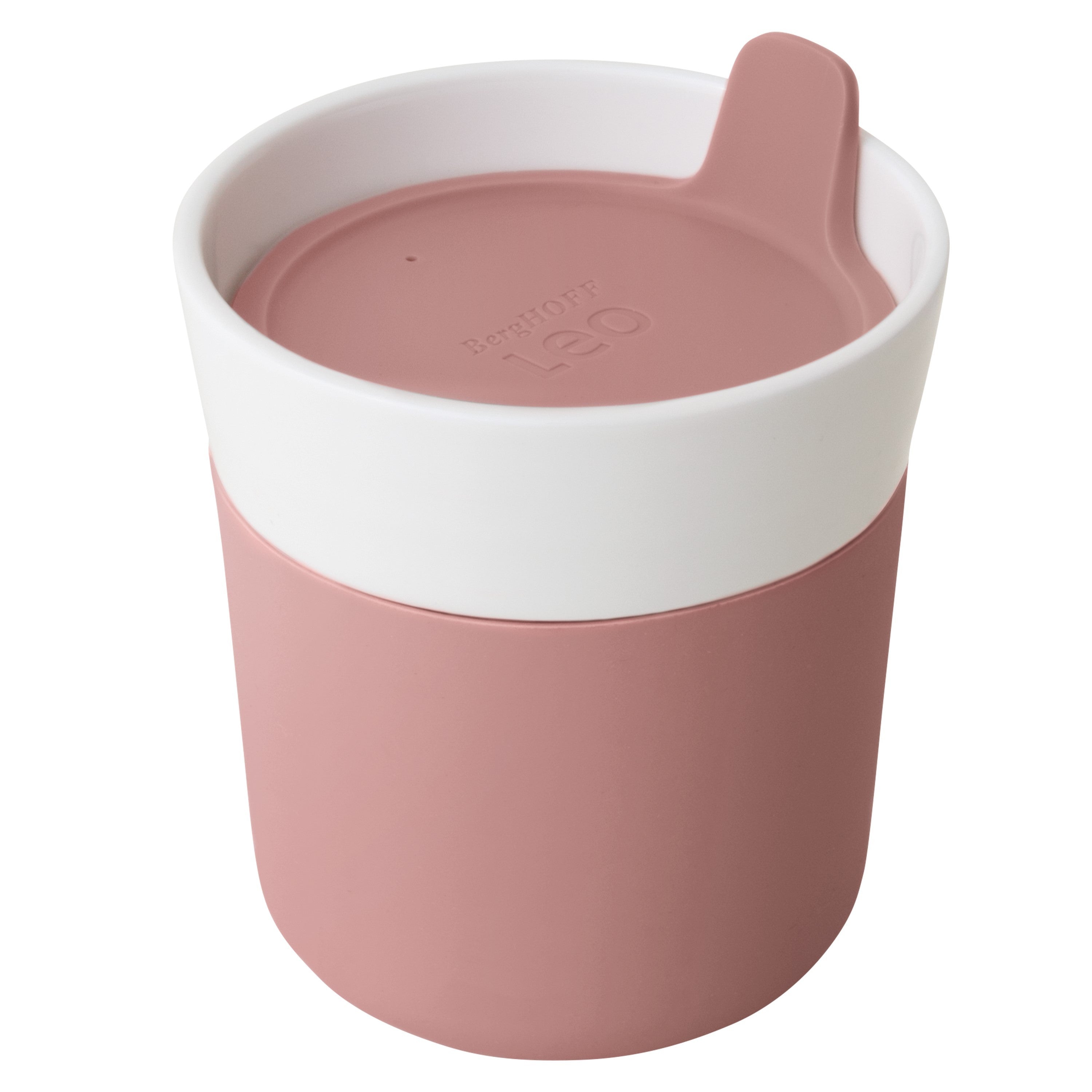 Berghoff Leo Thermobecher 250 ml – Porzellan, Silikondeckel, Rosa