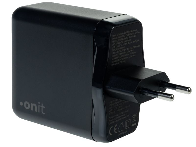 ONIT GaN-Netzteil – 140 W, 3× USB-C + 1× USB-A, PD, PPS, QC