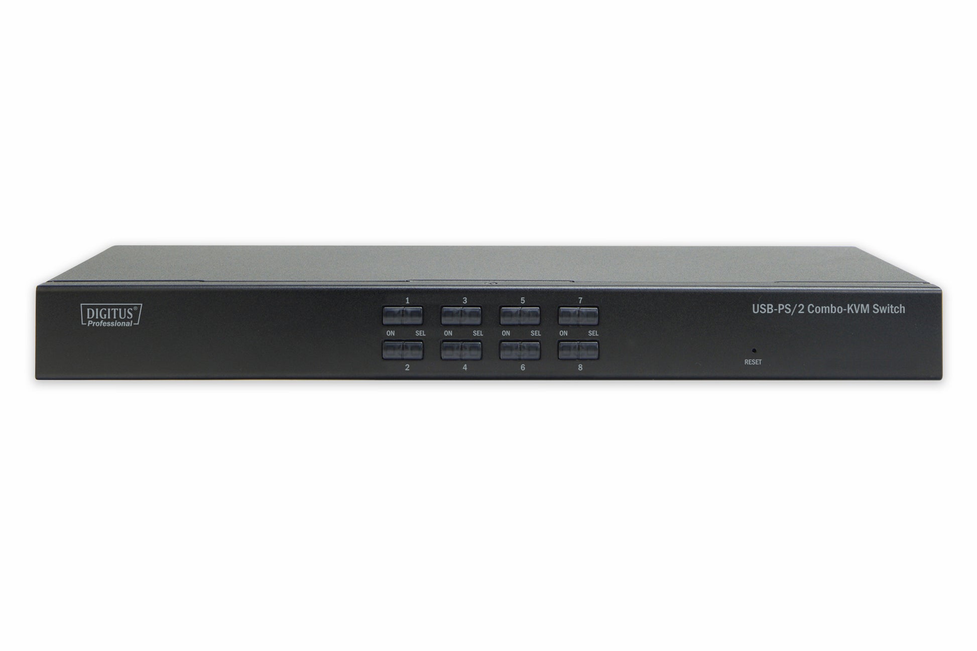 Digitus KVM-Switch 1×8, USB 2.0/PS/2/VGA, 1280 × 1024 (SXGA), Autoscan, kaskadierbar, Rack-Einbau