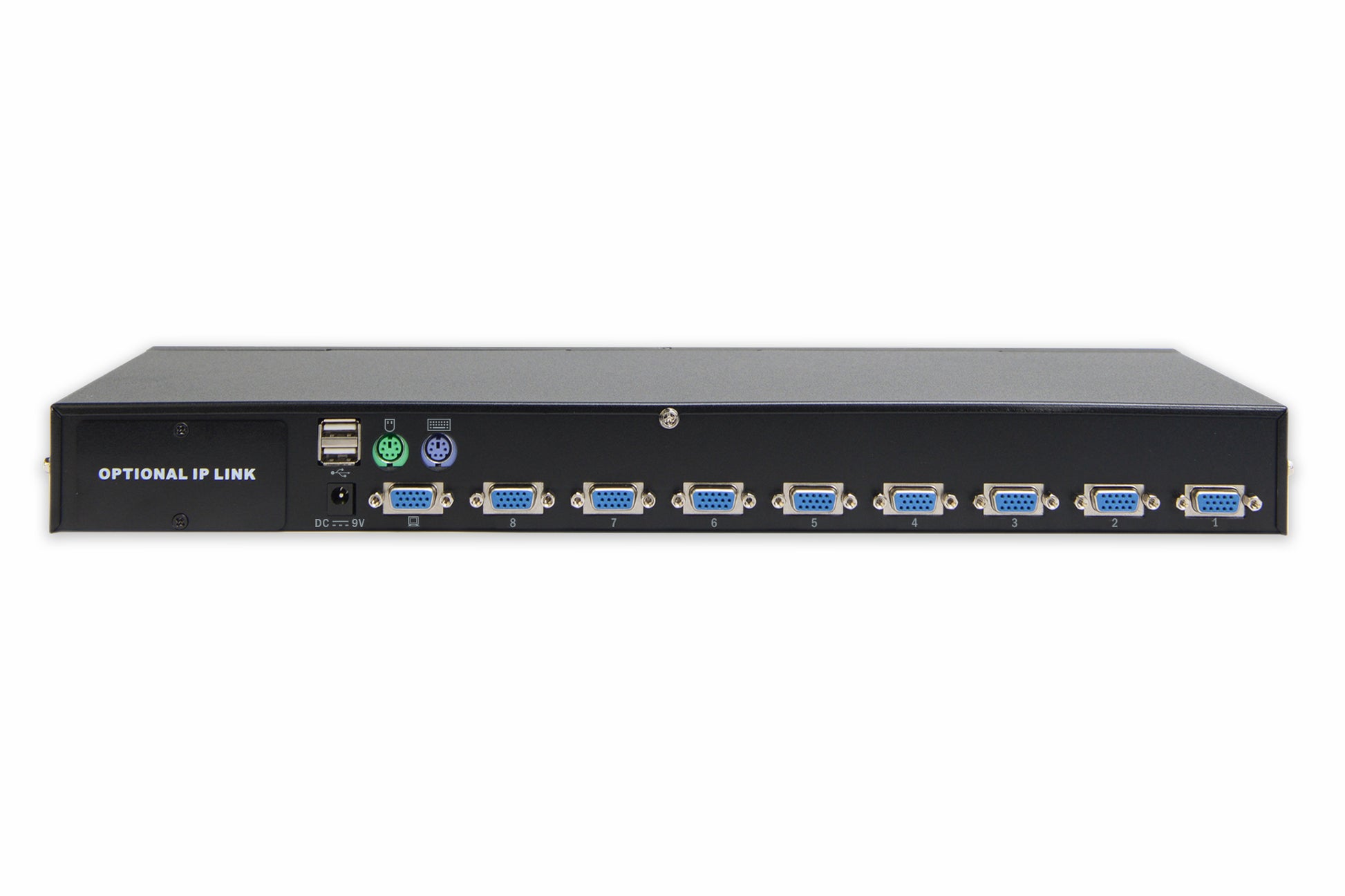 Digitus KVM-Switch 1×8, USB 2.0/PS/2/VGA, 1280 × 1024 (SXGA), Autoscan, kaskadierbar, Rack-Einbau