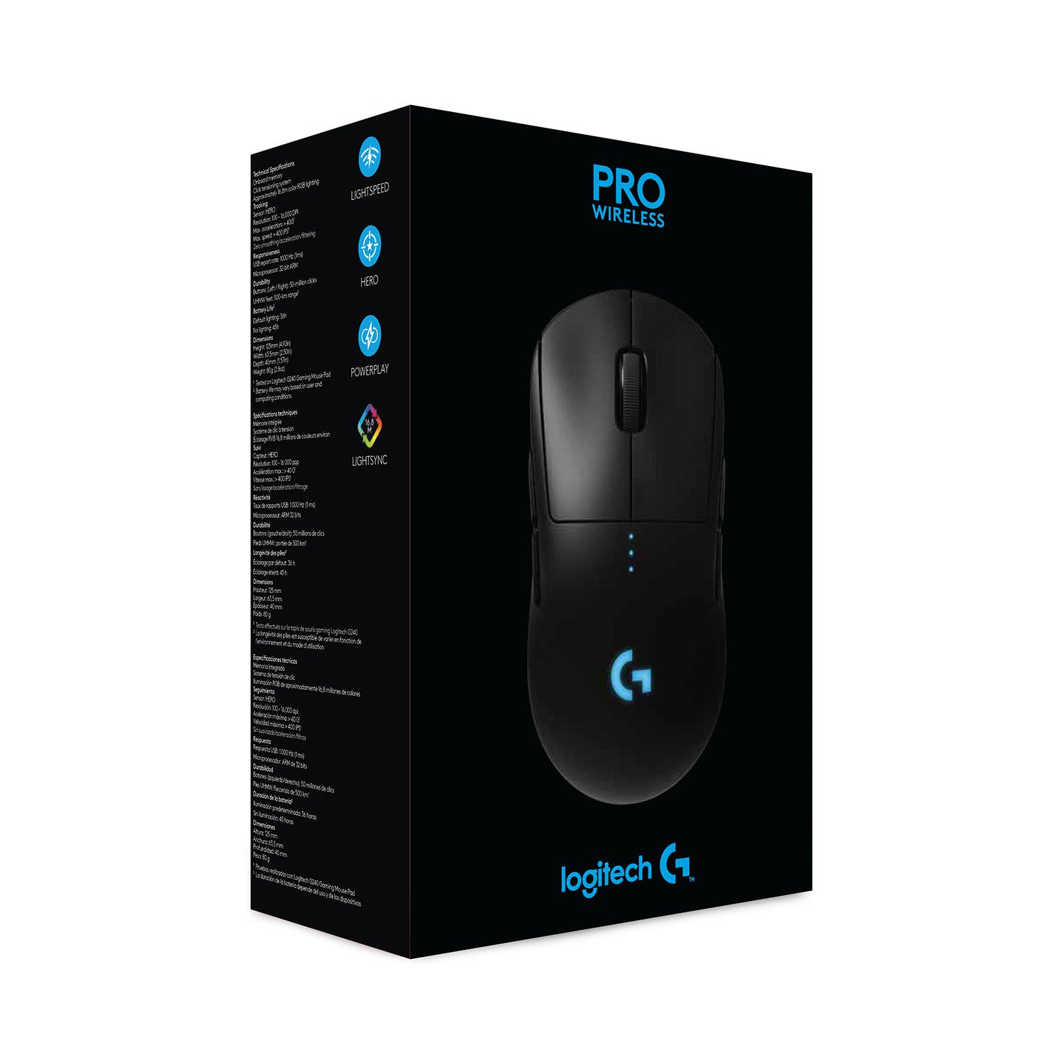 Logitech G PRO Wireless – Gaming-Maus – Kabellos (2,4 GHz), 25600 DPI, beidhändig, Schwarz