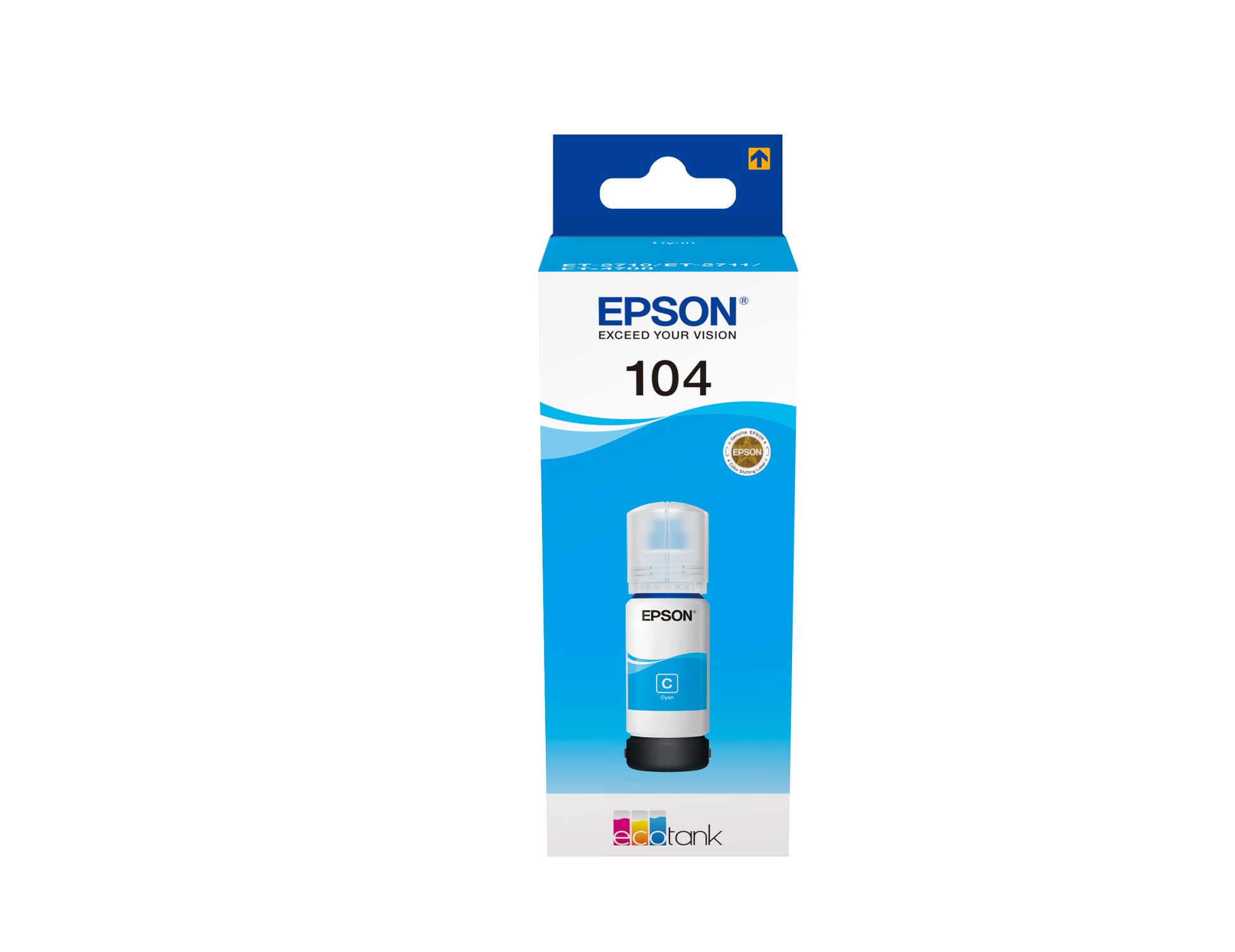 Epson 104 Cyan Tintenpatrone (Original) – 65 ml – für Epson EcoTank ET-4700/ET-2726/ET-2720 … – T00P240