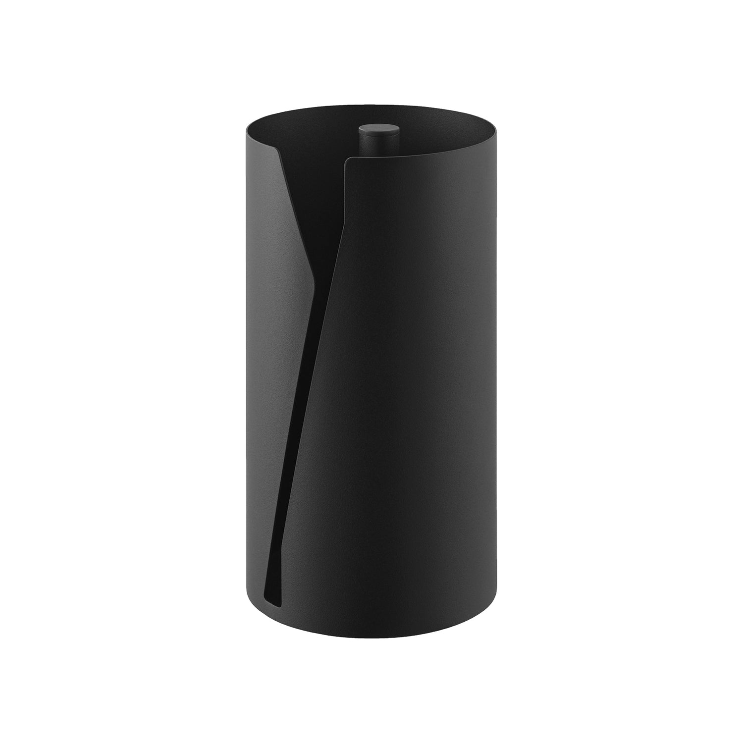 Yamazaki TOWER – Küchenrollenhalter Edelstahl/Silikon, 16 × 16 × 30,2 cm, schwarz