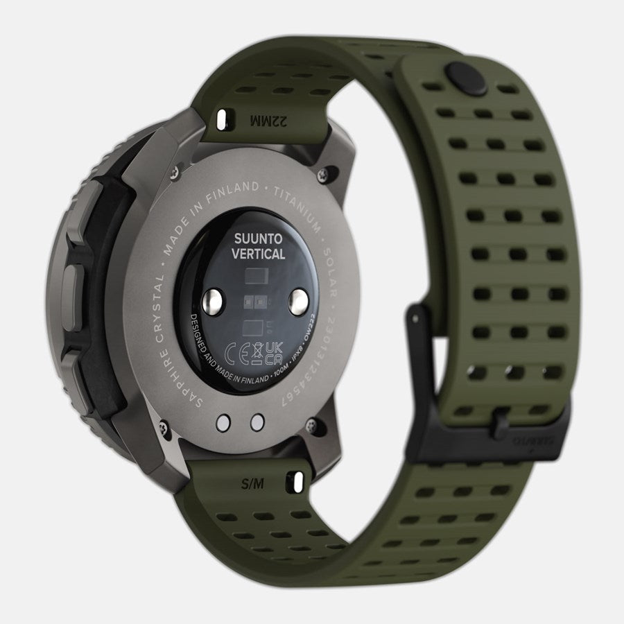 Suunto Vertical Titanium Solar 49 mm GPS – Glasfaserverstärktes Polymer Schwarz, Sportband, Forest, S/M, 100