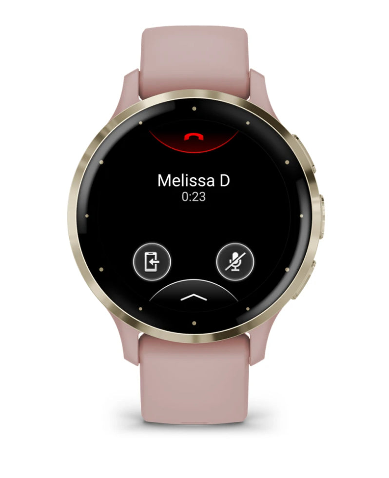 Garmin Venu 3S – Smartwatch – 41 mm, 1,2", GPS, WLAN, AMOLED, Gorilla Glass, 50 m, Hellrosa/Gold, Sportarmband
