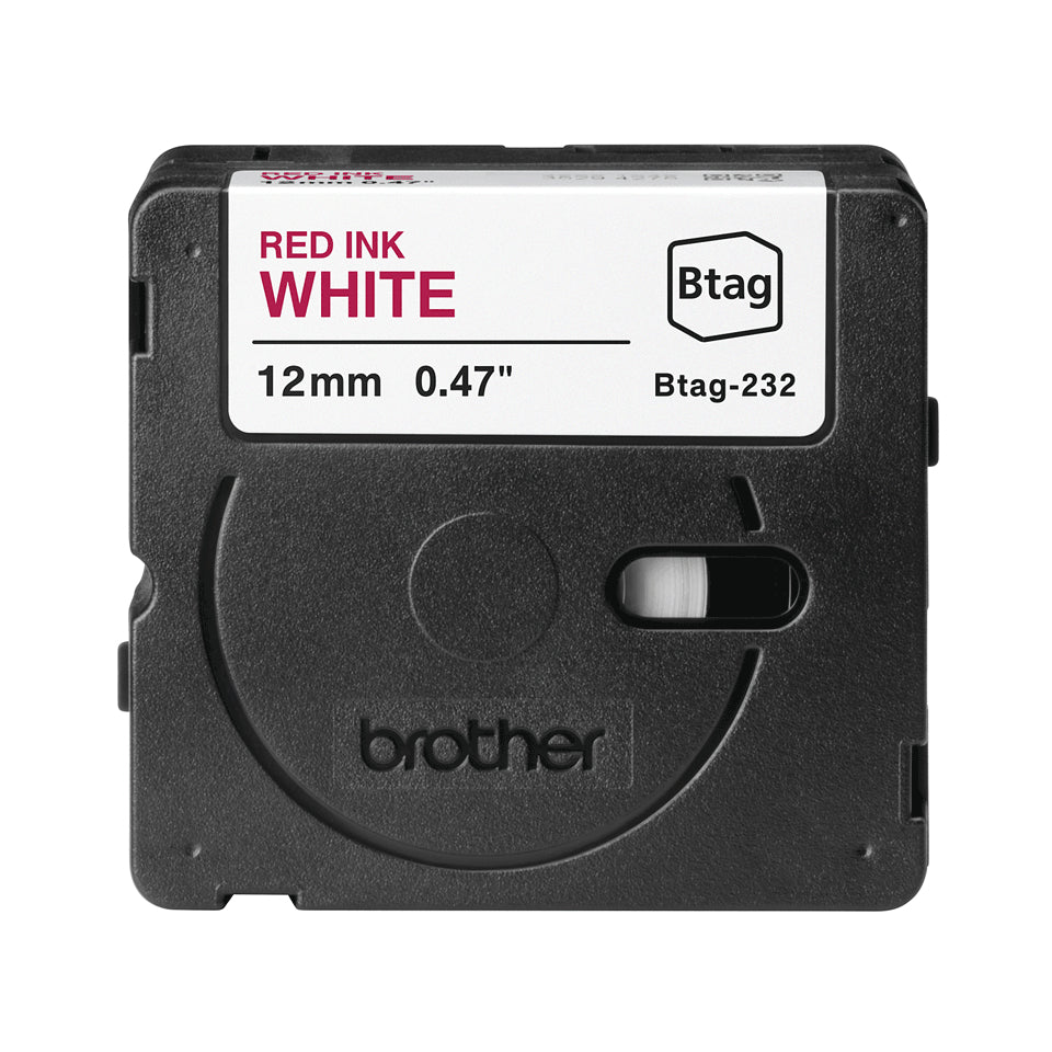 Brother Schriftband – 12 mm × 4 m, weiss, rot