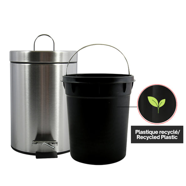 MSV Treteimer – 5 l – Edelstahl, rund
