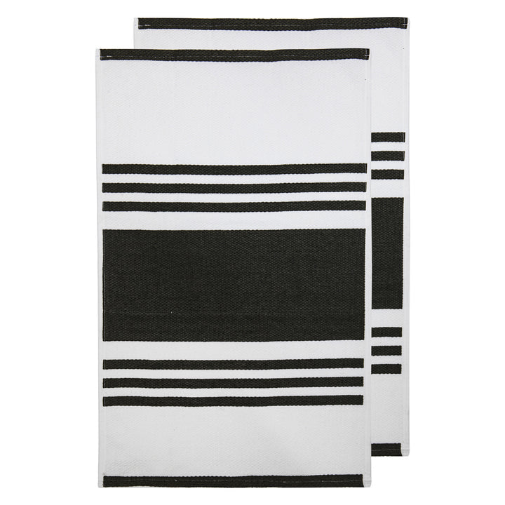 Ladelle Lennox – Geschirrtücher 2er-Set, 50 × 70 cm, Baumwolle, Schwarz/Weiss