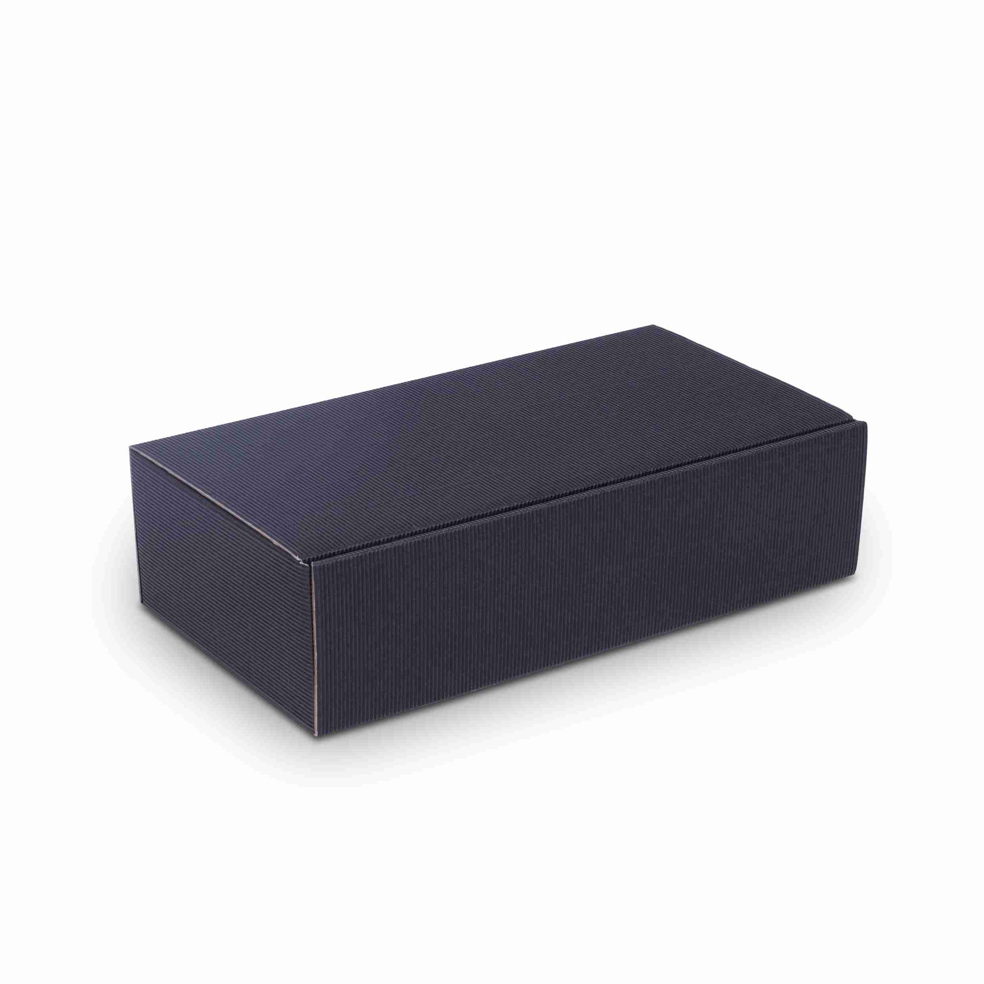 Weinpräsentkarton schwarz – Innenmass 180 × 360 × 90 mm – offene Welle – für 2 Flaschen – 1 Stk., ab 20 Stk.