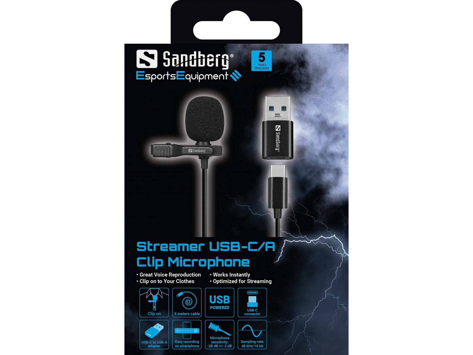 Sandberg Streamer – Lavalier-/Ansteckmikrofon, USB