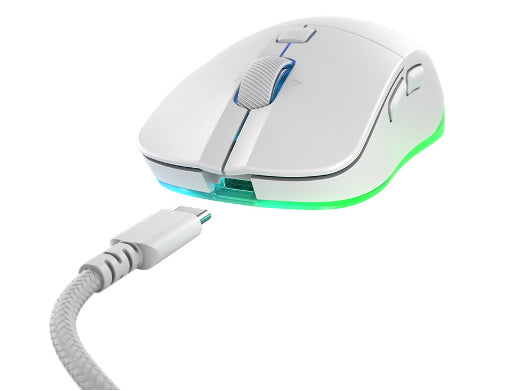 CHERRY XTRFY M50 – Gaming-Maus – Kabellos (Bluetooth/2,4 GHz), 12000 DPI, RGB-Beleuchtung, rechts, Weiss