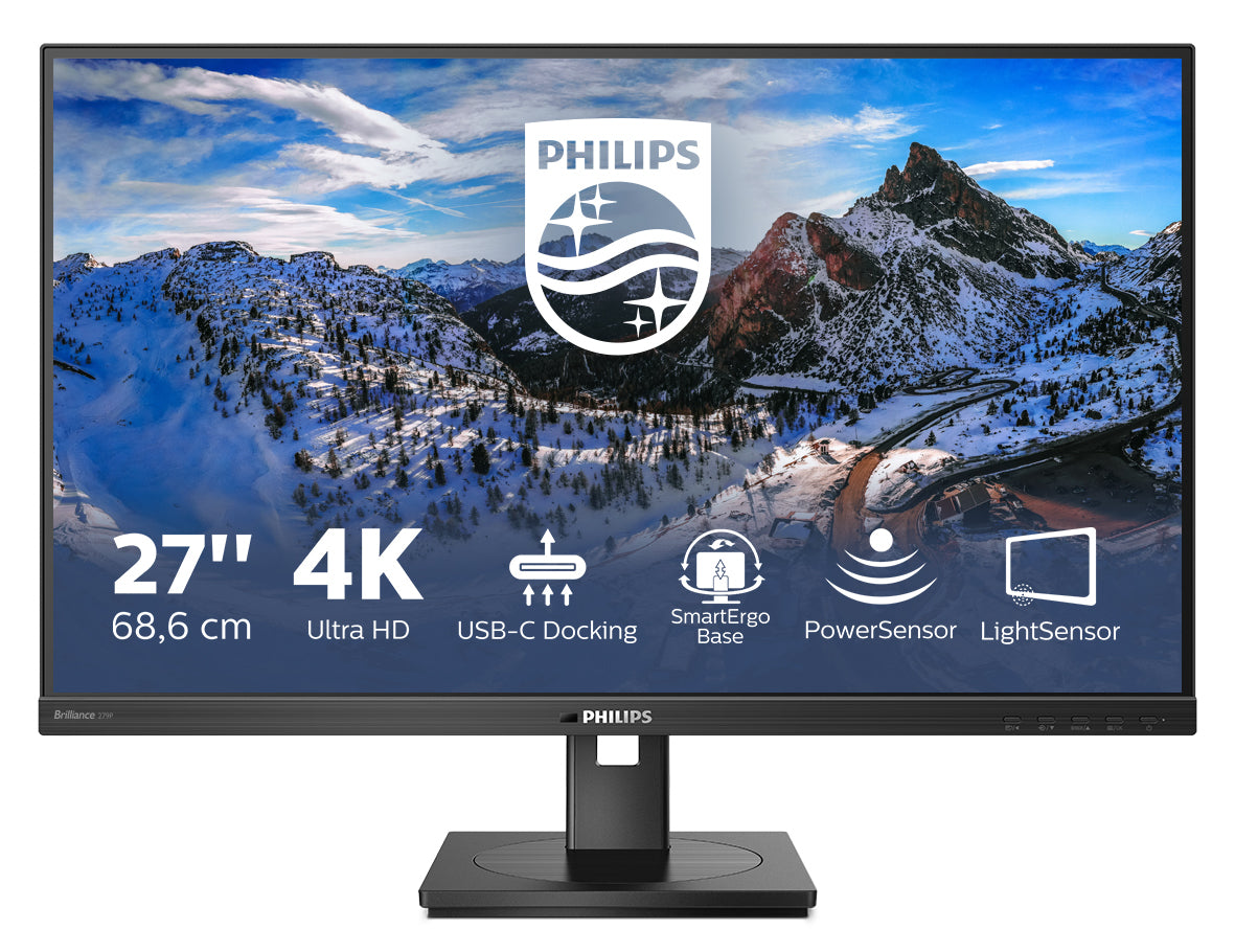 Philips 279P1/00 – Monitor, 27", IPS, 60 Hz, 350 cd/m², USB-C, Adaptive Sync, VESA 100 × 100, Schwarz
