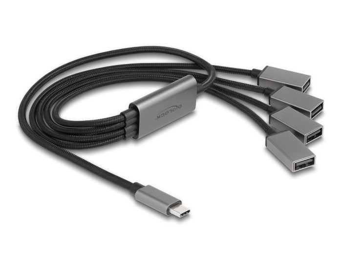 DeLOCK USB-Hub – USB-C, 4× USB-A, für Windows/Mac/ChromeOS