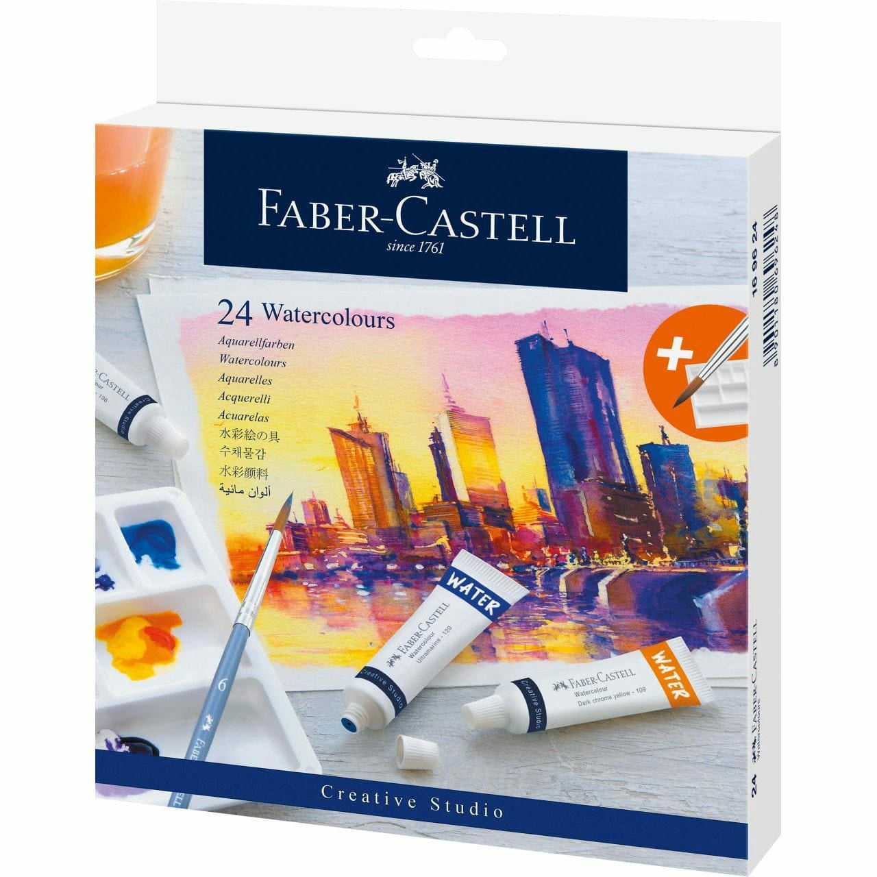Faber-Castell Aquarellfarbe – 24 Farben, 24×9 ml (216 ml) – für Innen