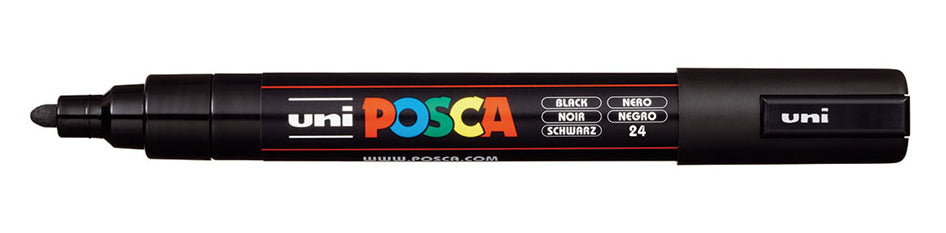 Uni-Ball POSCA Kreativ-/Pigmentmarker – Rundspitze 1,8–2,5 mm, Schwarz, Deckend, Geruchlos – Für Viele Oberflächen