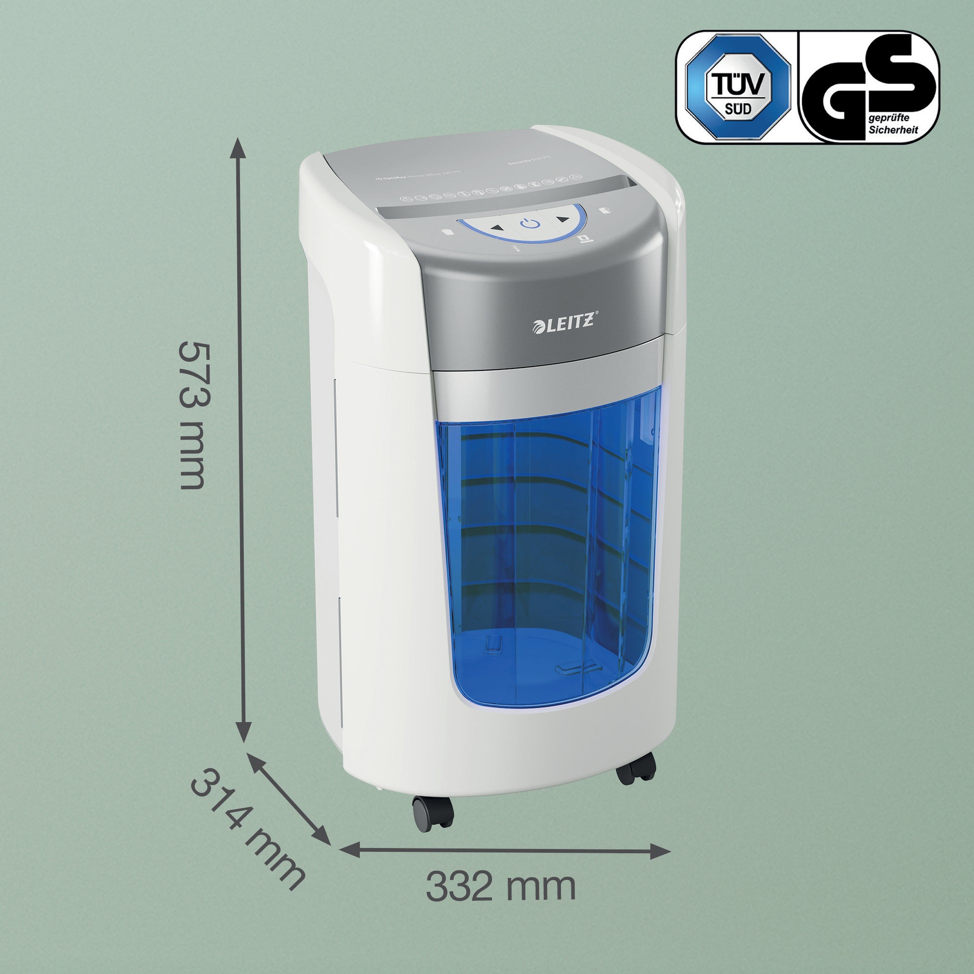 Leitz IQ OptiMax 225 – Aktenvernichter, DIN P-5, Partikelschnitt 2 × 15 mm, 6 Blatt, 15 l