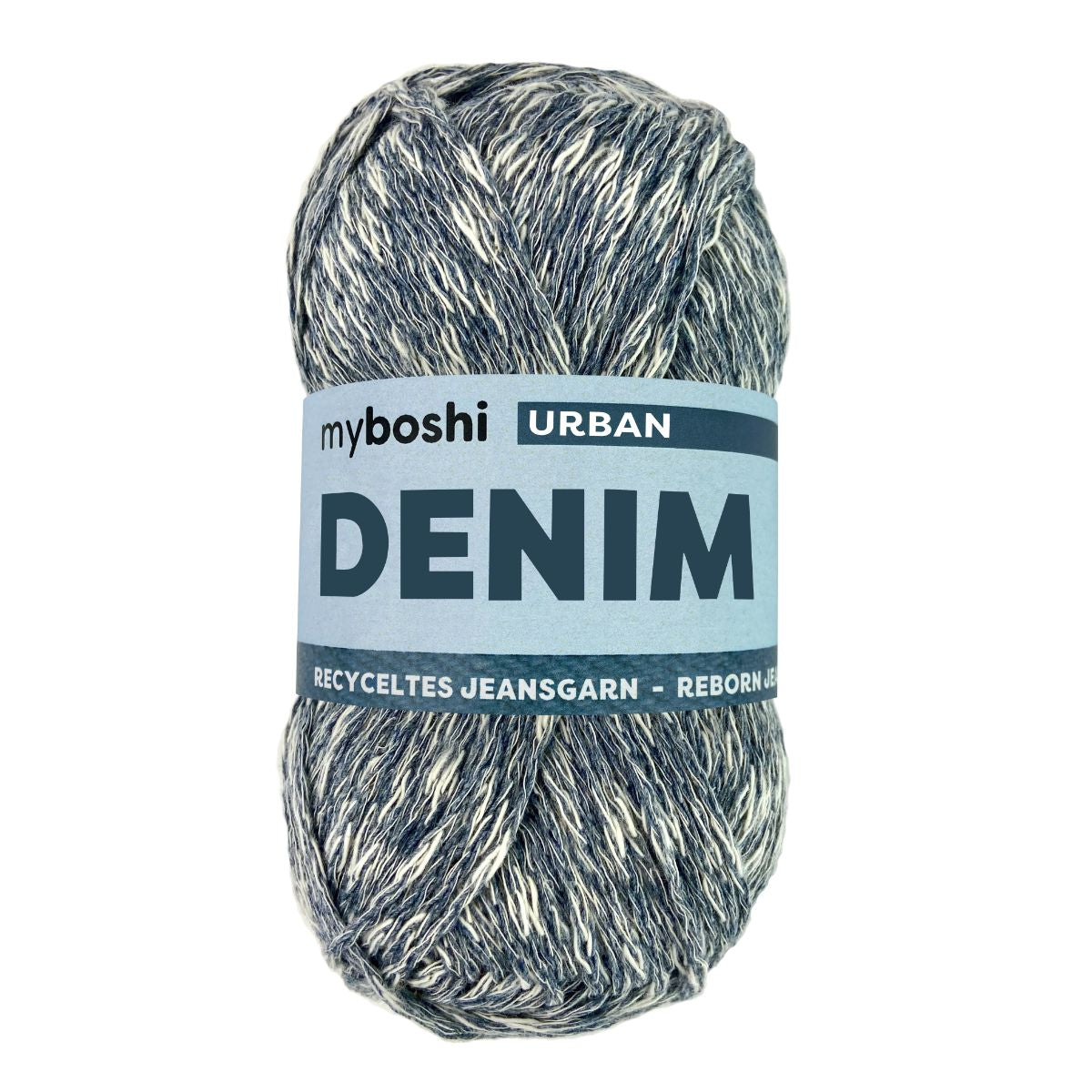 myBoshi Denim Urban Wolle Blaugrau – 50% Recycelte Baumwolle/50% Bio-Baumwolle, 50 g, 135 m, Nadel 3 mm