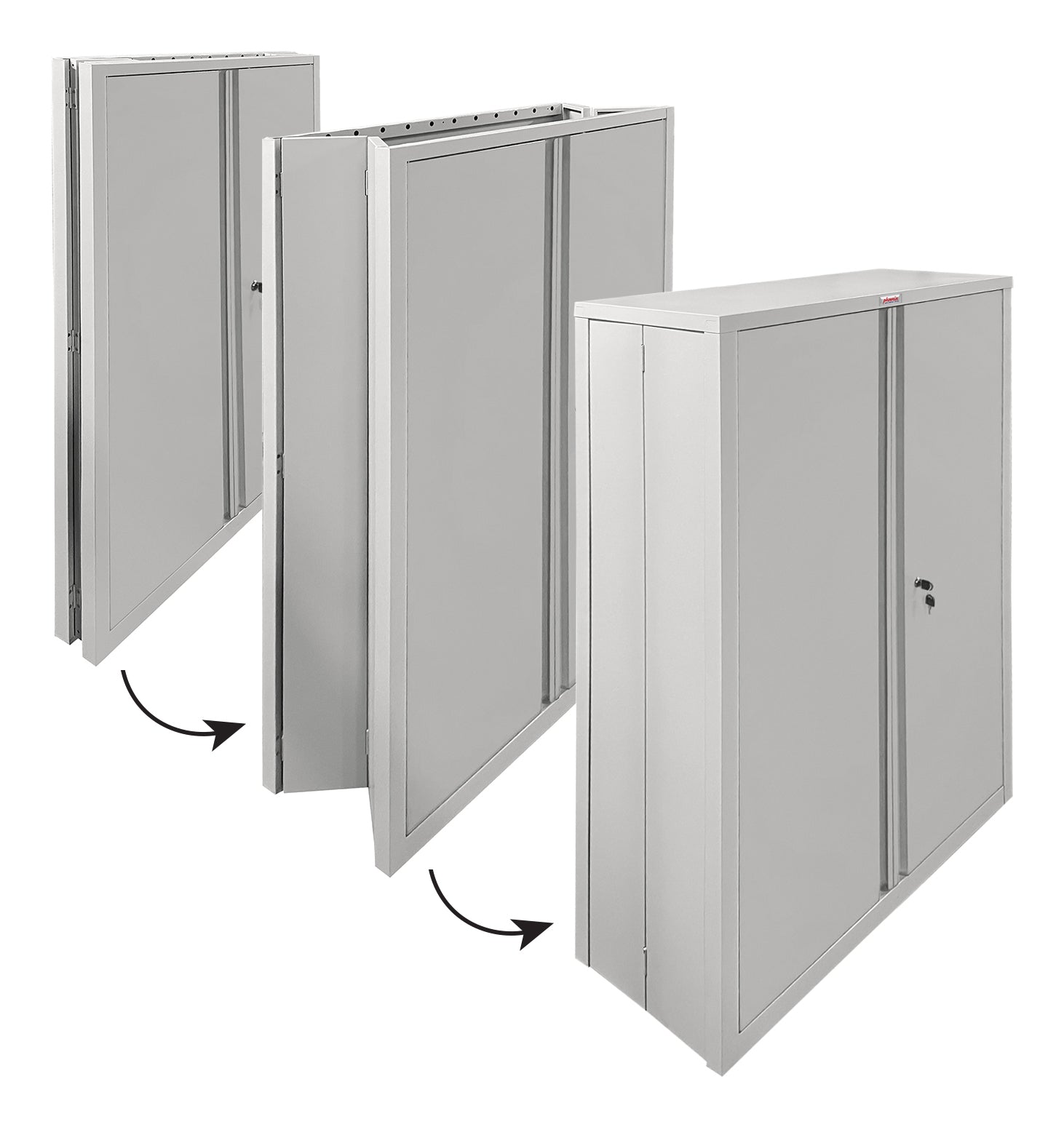 Phoenix Safe Co. SCF1491GGK – Aktenschrank, 3 Regale, abschliessbar, Stahl, 915 × 370 × 1400 mm, Grau