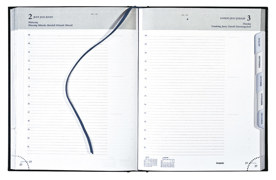 Brepols Ambassador Lima Agenda – 1 Tag/Seite, 17 × 22 cm, 2026, 1-h-Takt, Schwarz