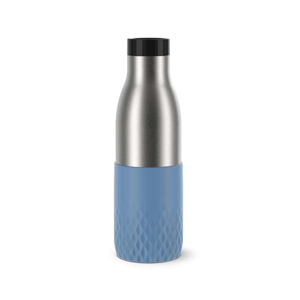 EMSA Bluedrop Isolierflasche 500 ml – Doppelwandig 12 h heiss / 24 h kalt, Edelstahl, Druckknopfdeckel