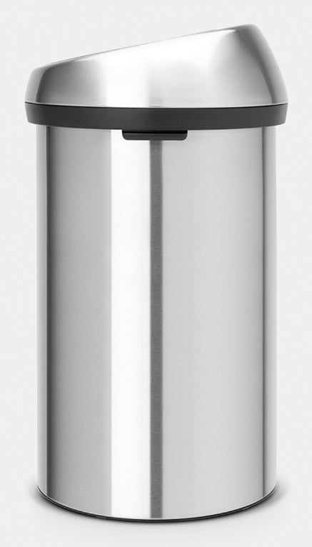Brabantia Push-Abfalleimer Touch Bin 107962 – 60 l – Edelstahl, rund – Silber matt