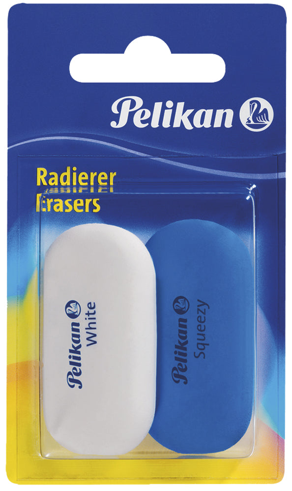 Pelikan Radiergummi Squeezy 621193 – latexfrei & phthalatfrei, 2 Stk.