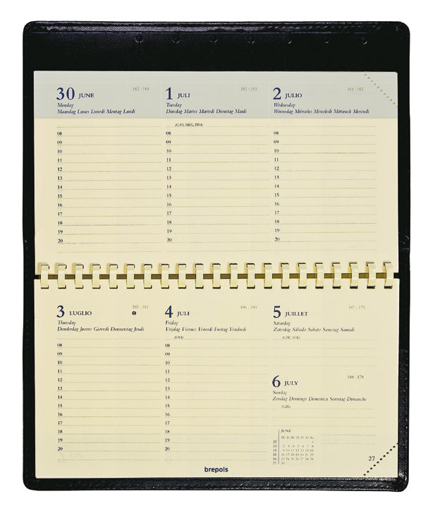 Brepols Omniplan Palermo Agenda – 1 Woche/2 Seiten, 16 × 8,9 cm, 2026, Braun
