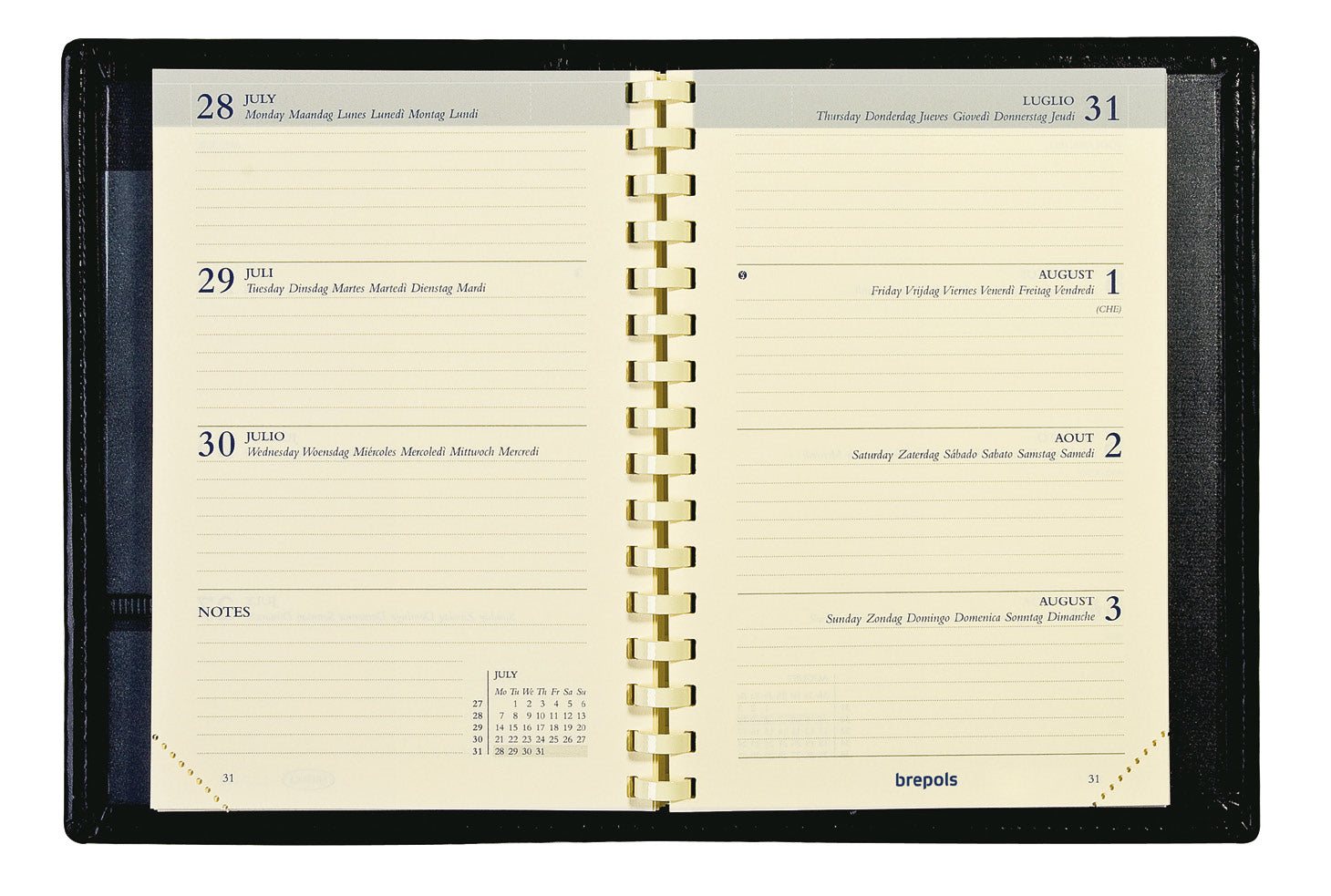 Brepols Delta Agenda – 1 Woche/2 Seiten, 8,1 × 12,0 cm, 2026, Schwarz