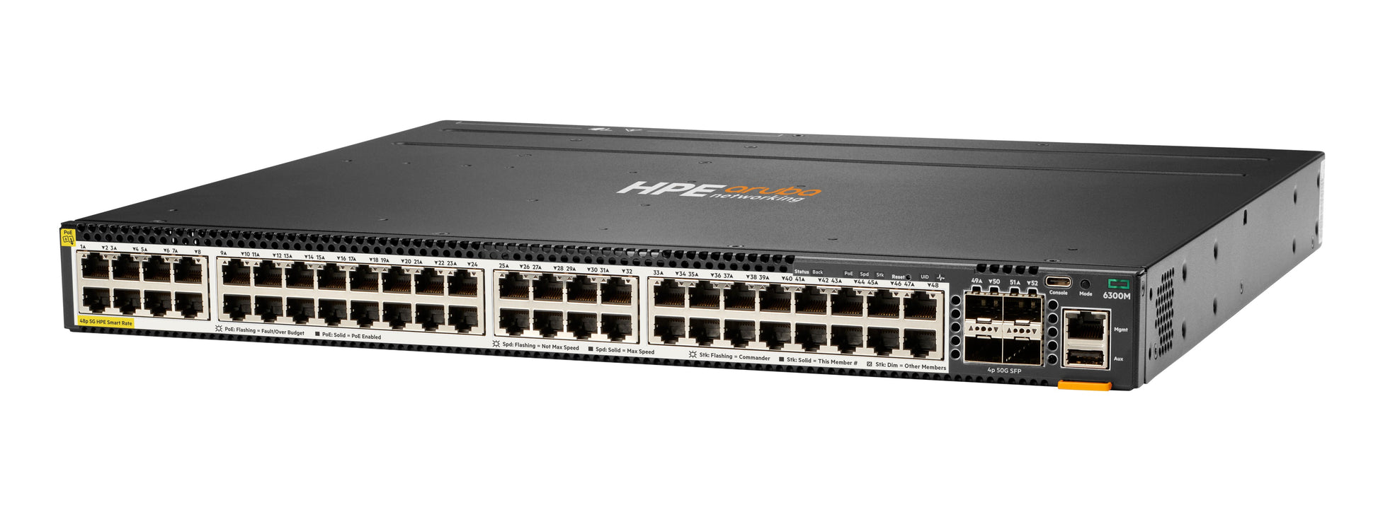 HPE Aruba Networking 6300M 48SR5 – Managed Switch – 48×1/2,5/5GbE, 4×SFP56, L3, PoE++ 2880 W, 1U