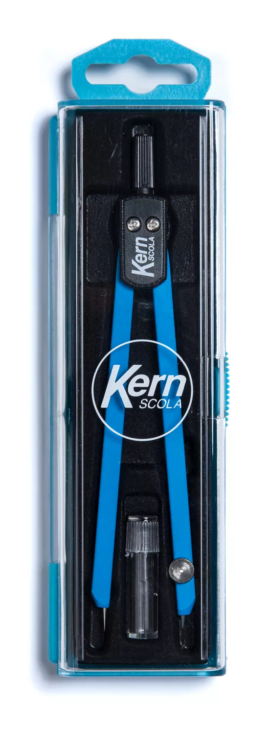 KERN Scola Zirkel – Länge 135 mm, max. Kreis-Ø 30 cm, inkl. Minendose, blau