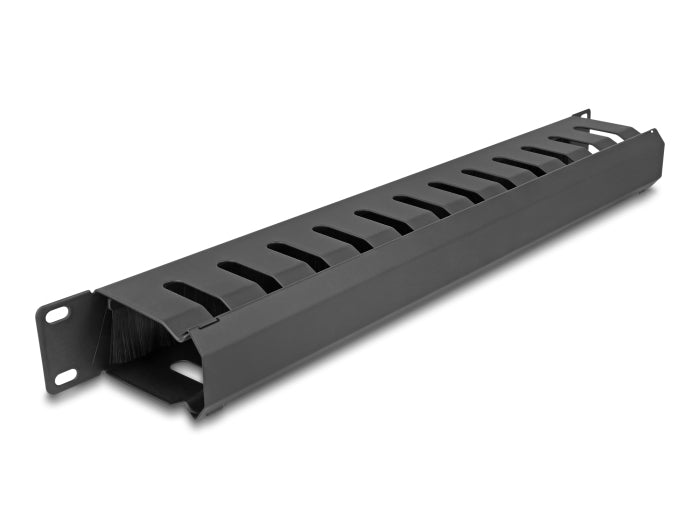 DeLOCK Rangierpanel 19" 1U, Bürste, 2 Öffnungen, Montageset, 483×70×44,5 mm – schwarz