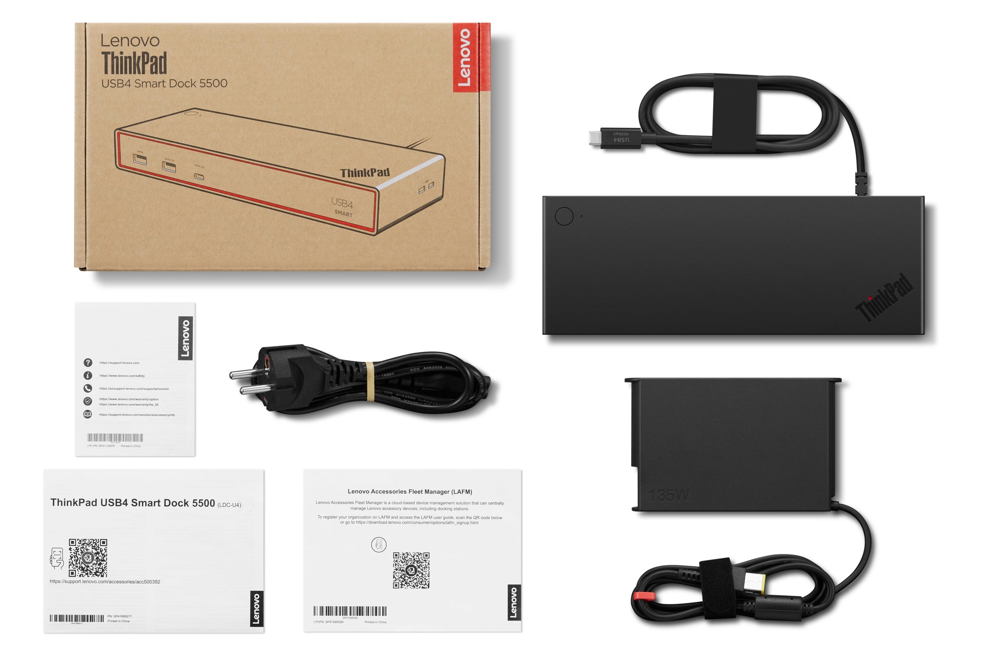 Lenovo SmartDock 5500 Dockingstation – USB4, 2× DP, 1× HDMI, 100 W PD, GbE, für Windows/Mac