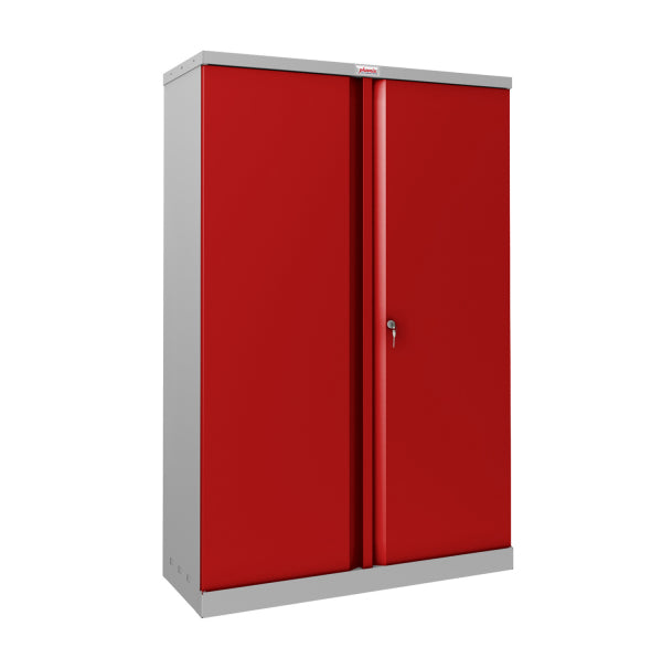Phoenix Safe Co. Phoenix SCL1491 – Aktenschrank, 2 Türen, 3 Fachböden, abschliessbar, Stahl, 915 × 370 × 1'400 mm, lichtgrau/rot